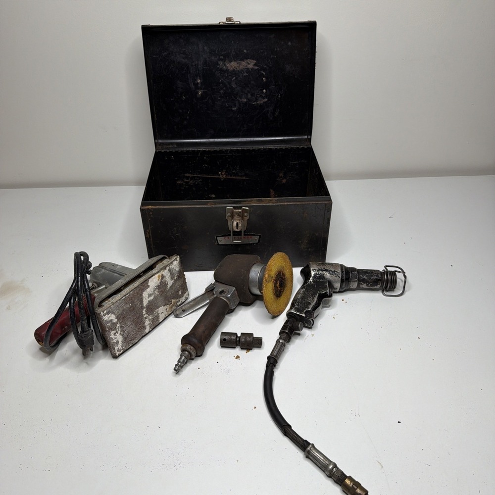 Lot of 1 Electric Oscillating & 2 Pneumatic Vintage Sanders Incl Large Case